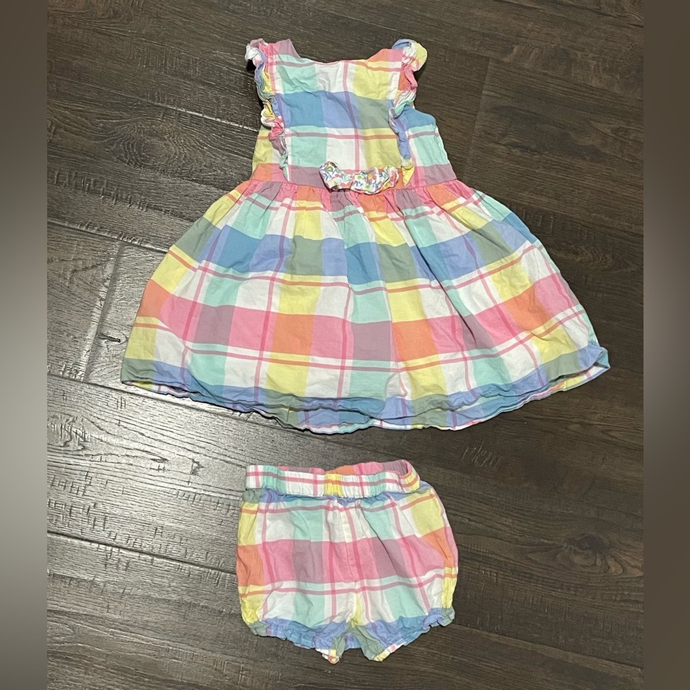 Tommy Bahama 18m Pastel Plaid Sundress and Bloomer Set - Multicolor